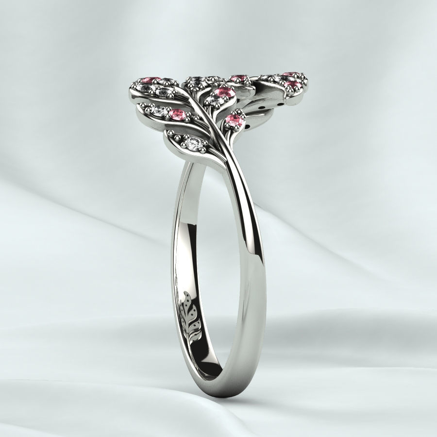 Branch Tree Open Gold Ring 3D print model_20