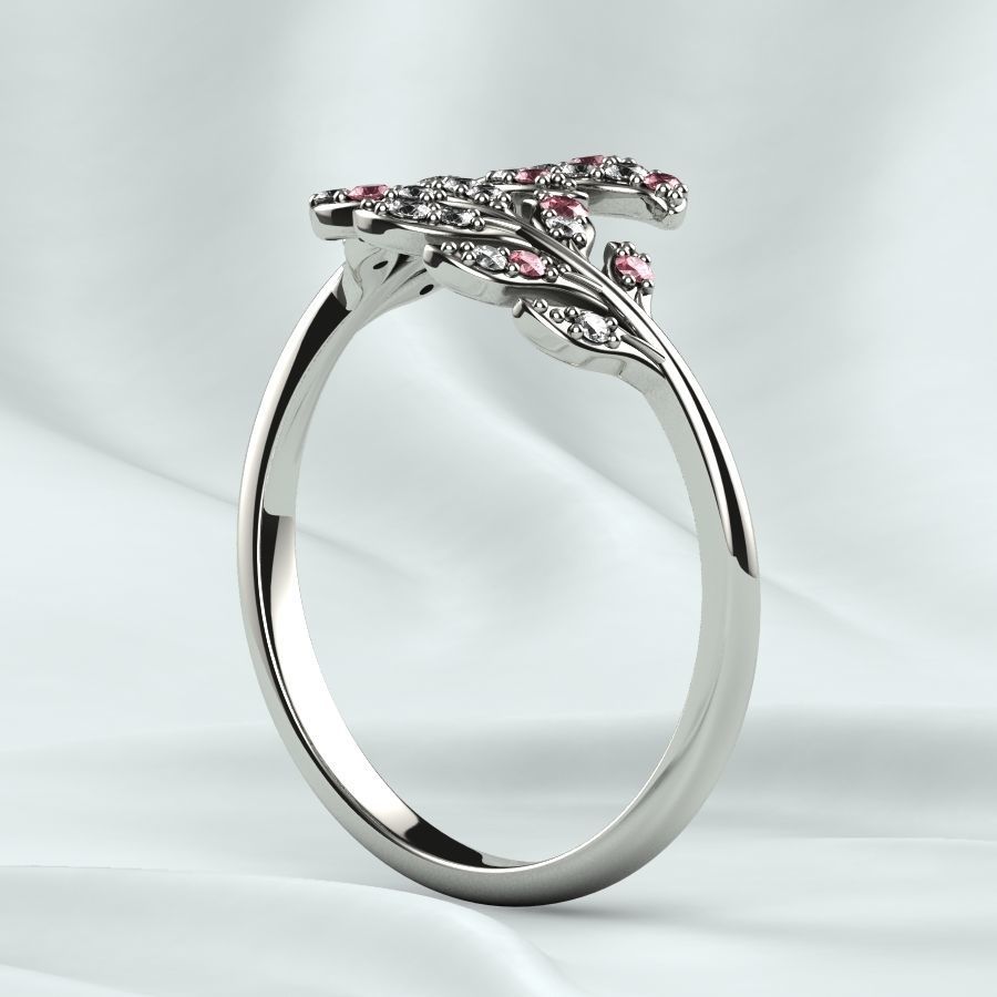 Branch Tree Open Gold Ring 3D print model_18