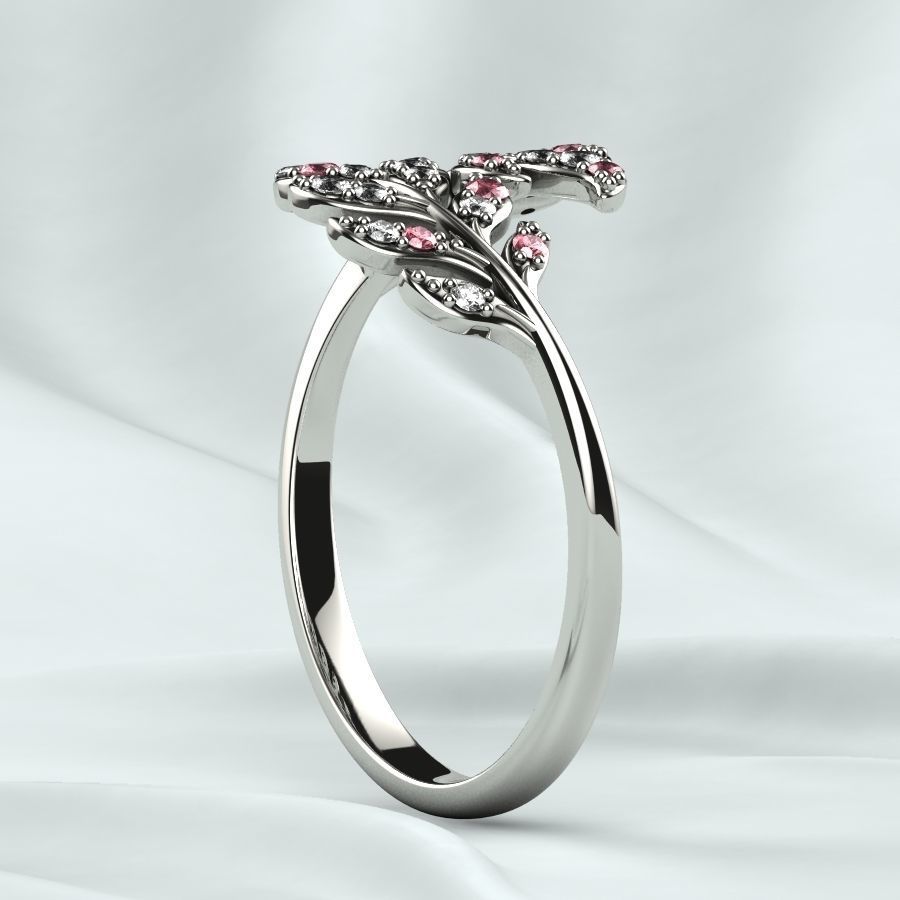 Branch Tree Open Gold Ring 3D print model_19