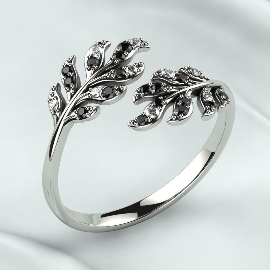 Branch Tree Open Gold Ring 3D print model_3