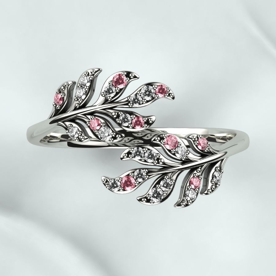 Branch Tree Open Gold Ring 3D print model_14