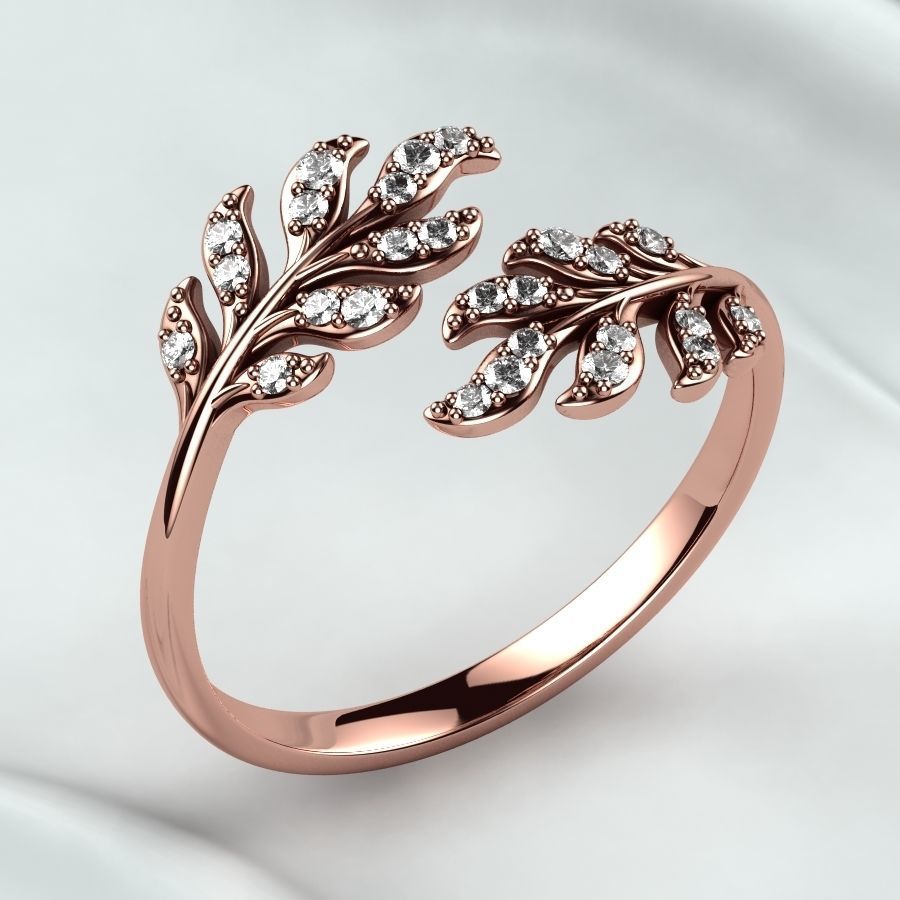 Branch Tree Open Gold Ring 3D print model_8