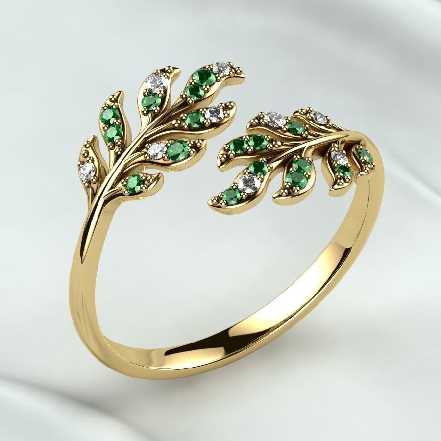 Branch Tree Open Gold Ring 3D print model_10