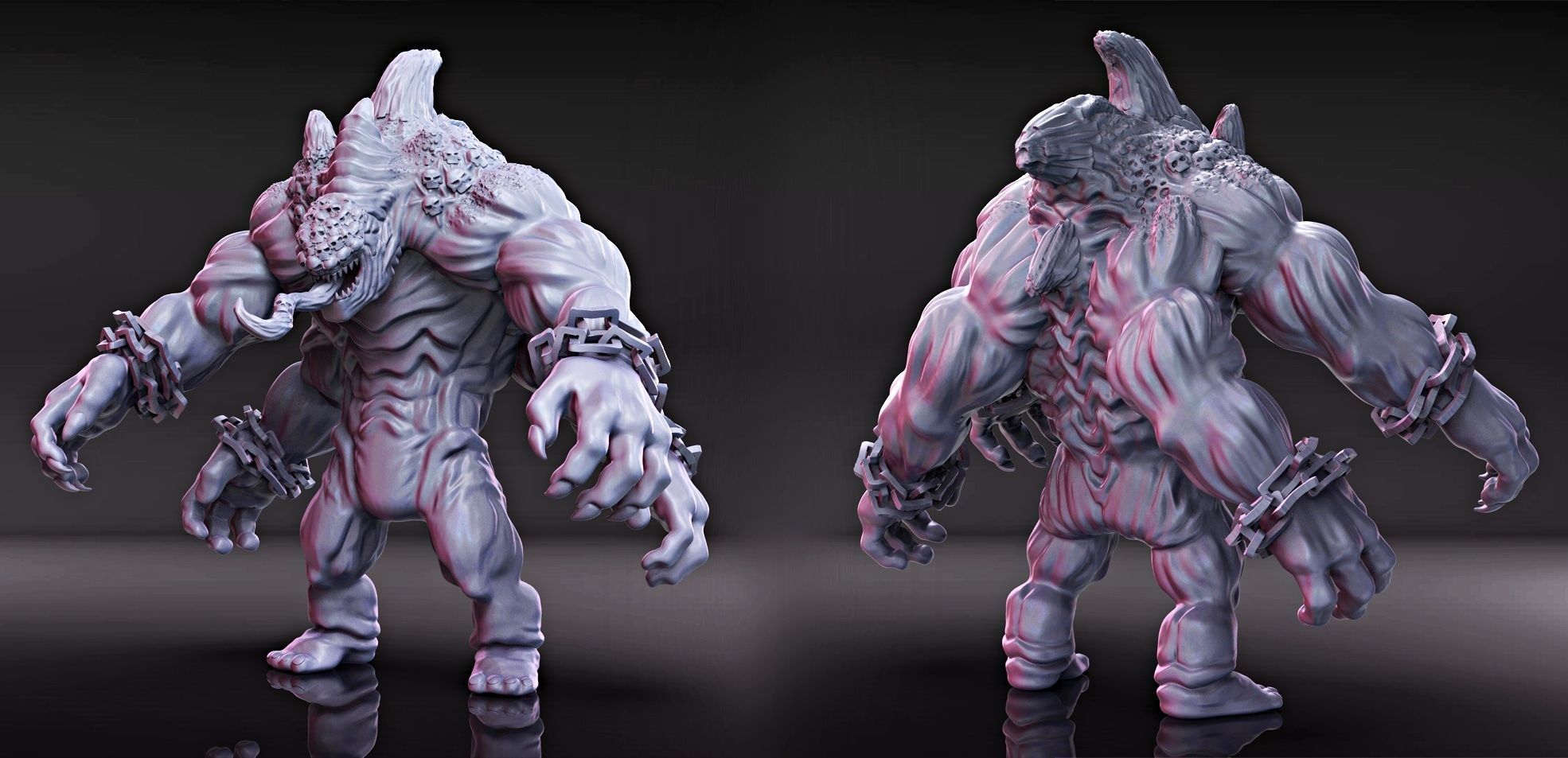 Moster 4 hands  3D print model_1