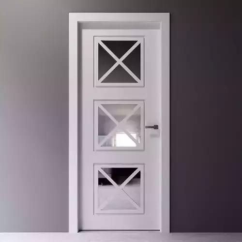 White interior door with Art Deco style mirror inserts