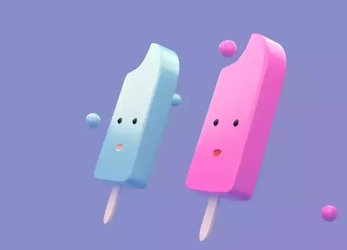 Cartoon Cute Ice Cream Low-poly 3D model