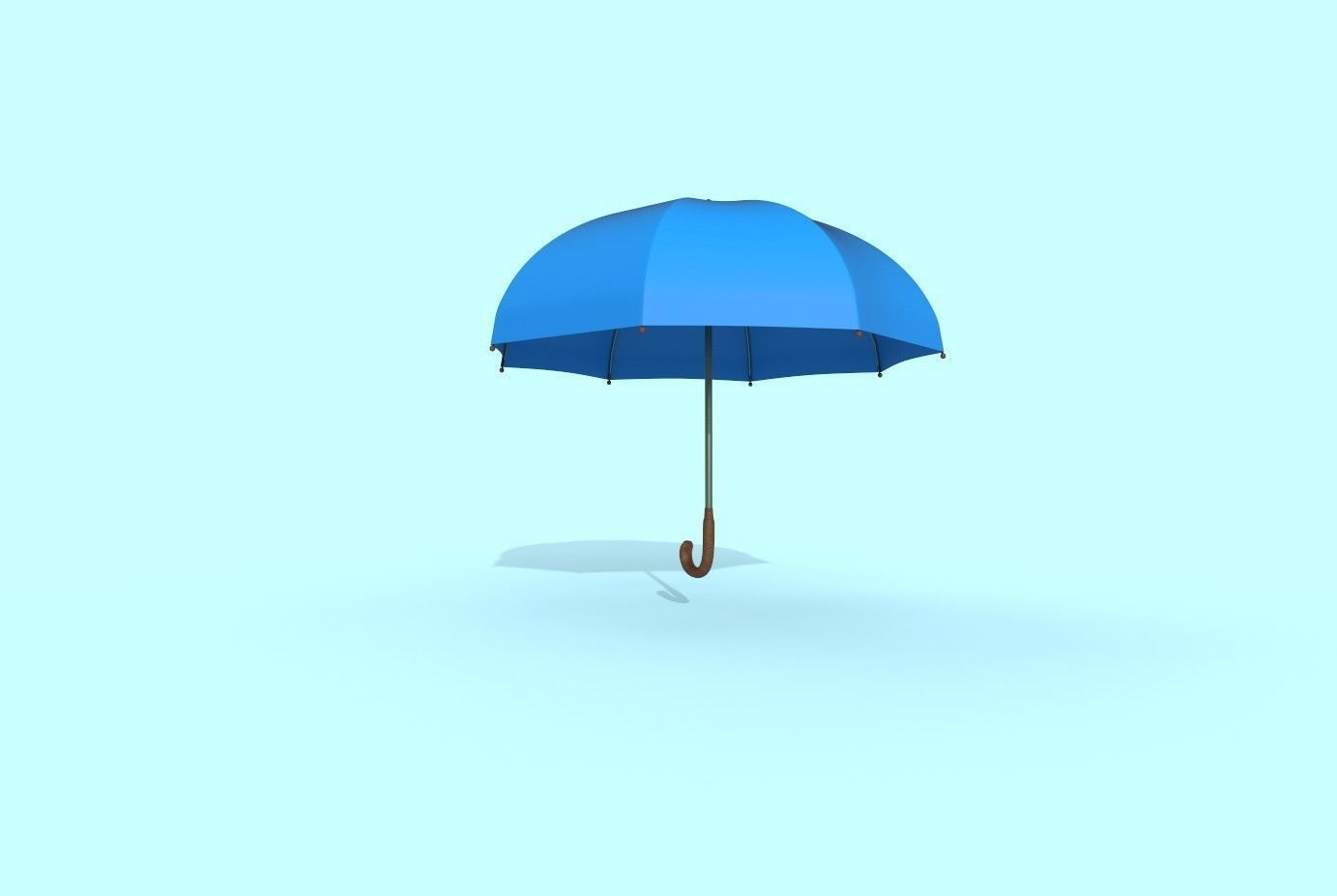 Umbrella blue Low-poly 3D model_10