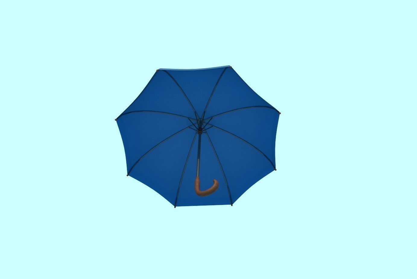 Umbrella blue Low-poly 3D model_7