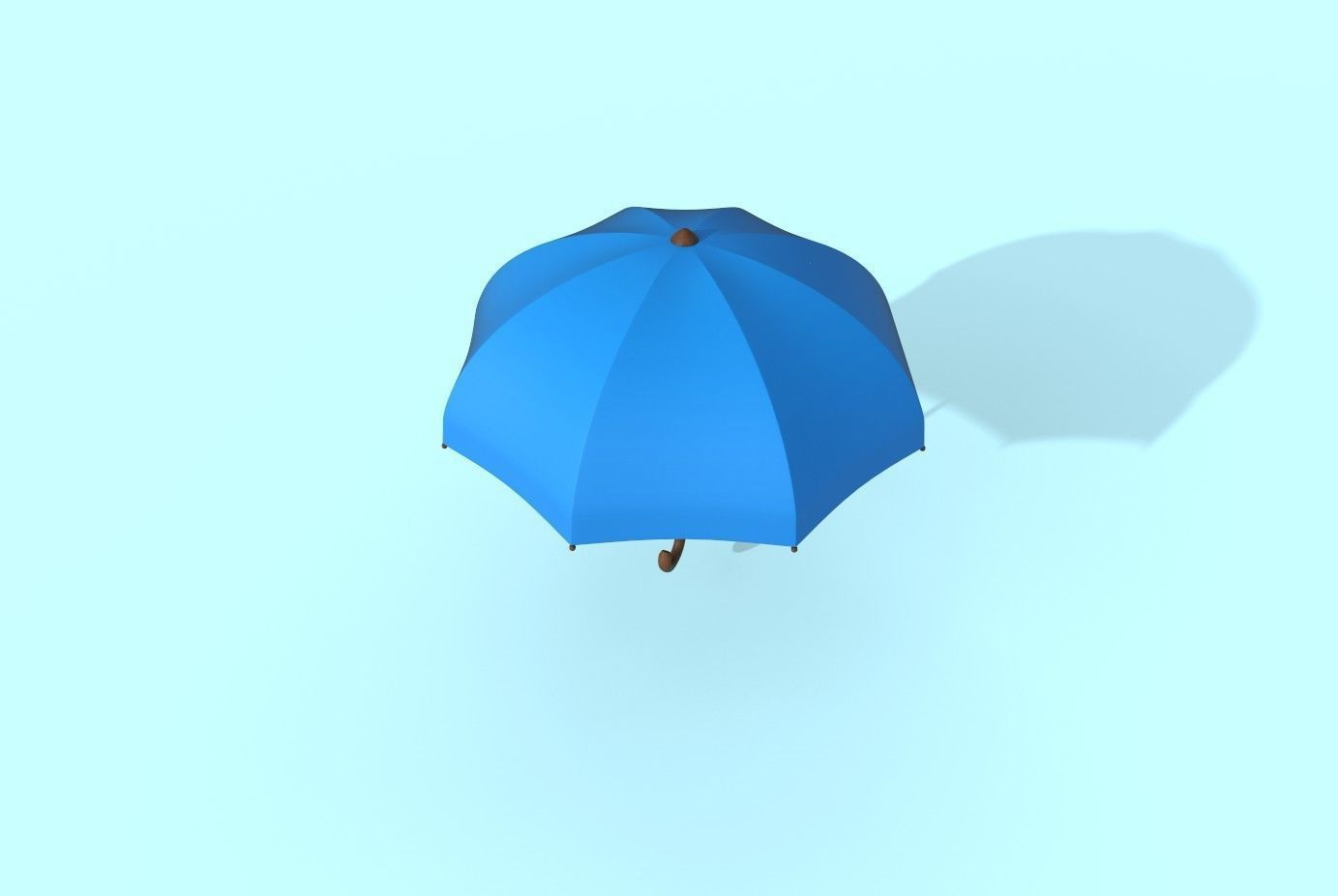 Umbrella blue Low-poly 3D model_9