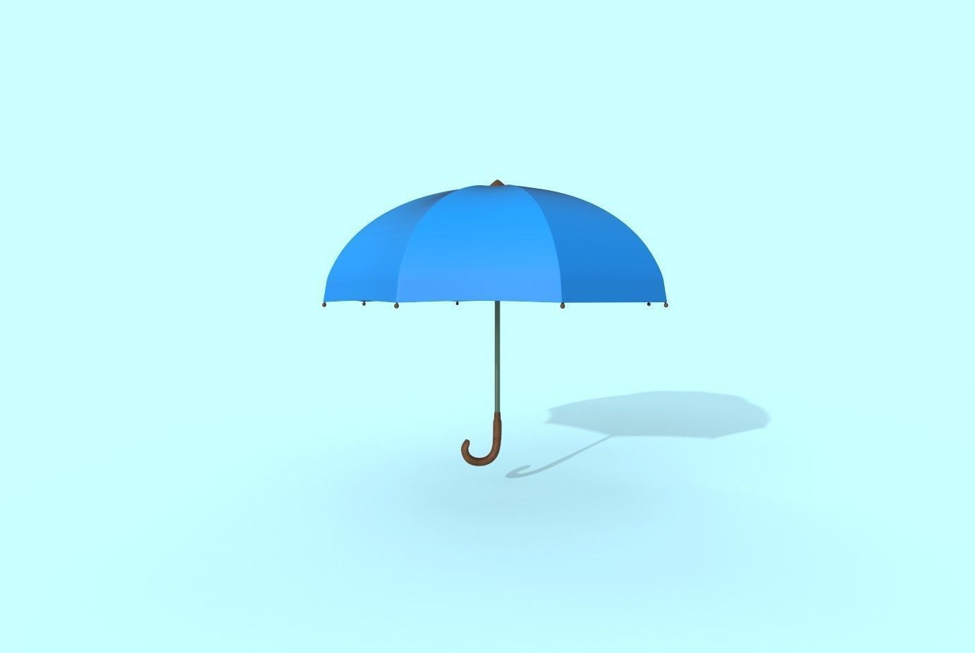 Umbrella blue Low-poly 3D model_6