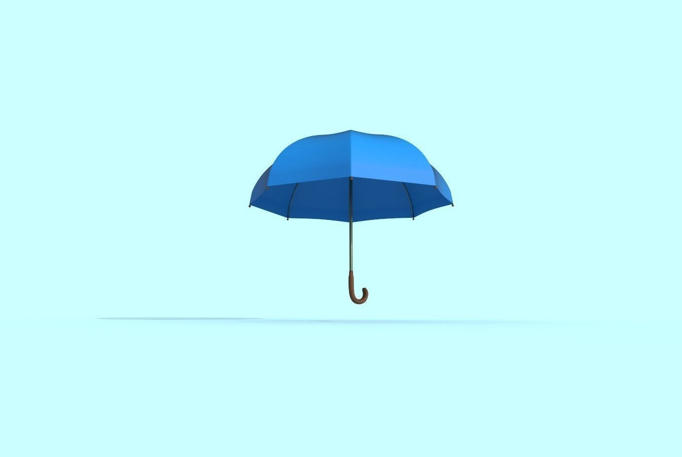 Umbrella blue Low-poly 3D model_8