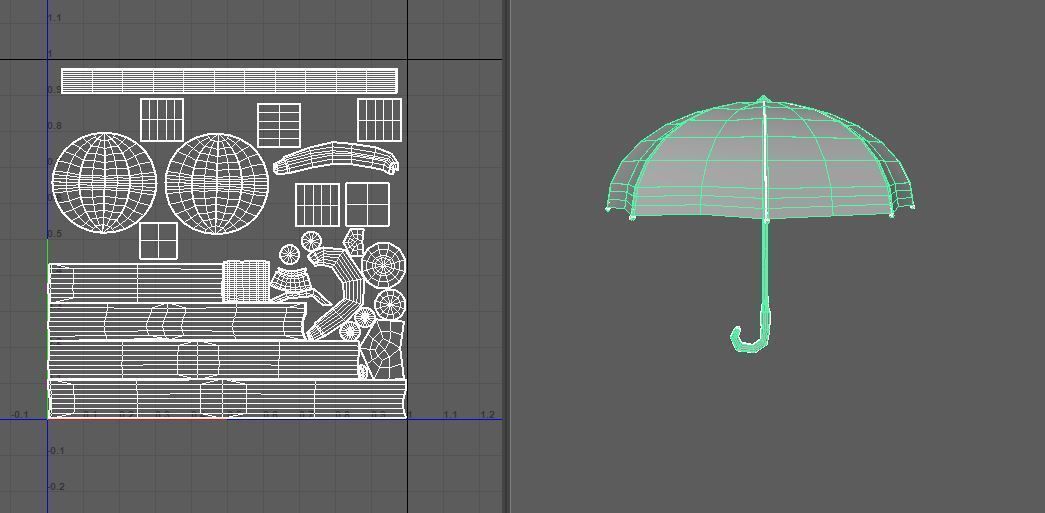 Umbrella blue Low-poly 3D model_5