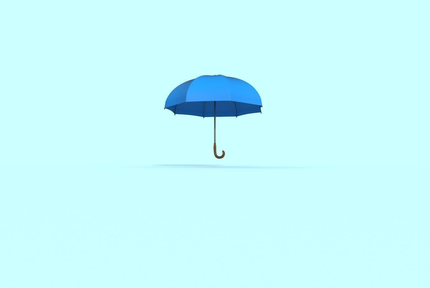 Umbrella blue Low-poly 3D model_3