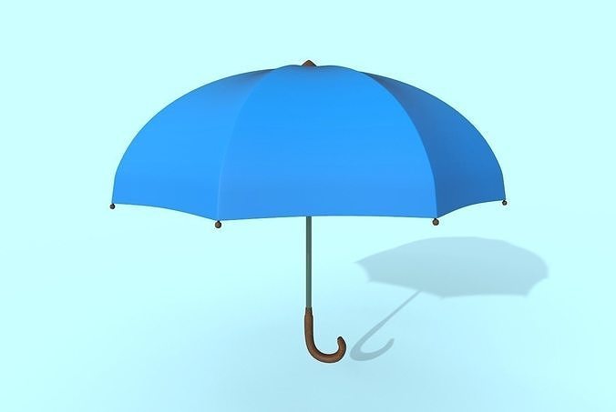 Umbrella blue Low-poly 3D model
