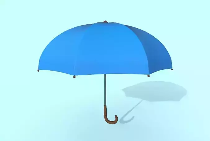 Umbrella blue Low-poly 3D model
