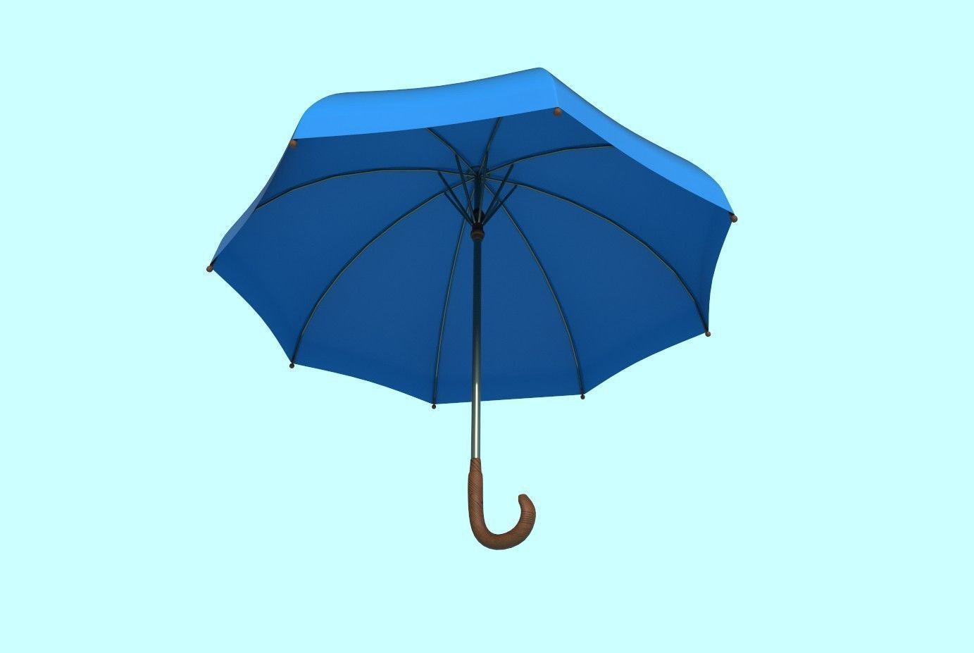 Umbrella blue Low-poly 3D model_2