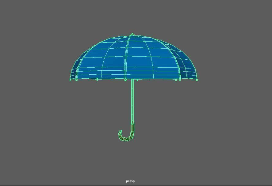 Umbrella blue Low-poly 3D model_4