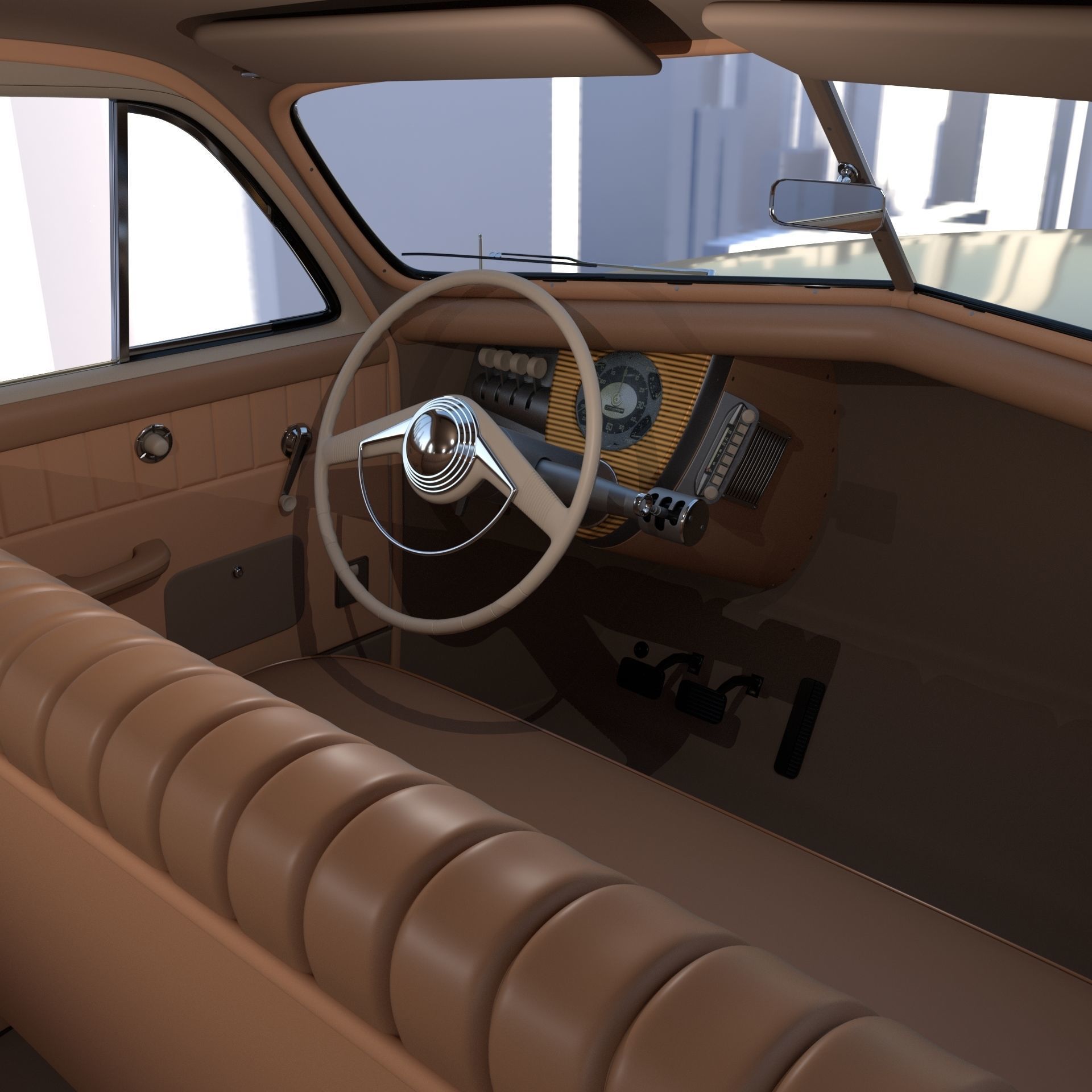 Generic 40s Sedan with interior 3D model_2
