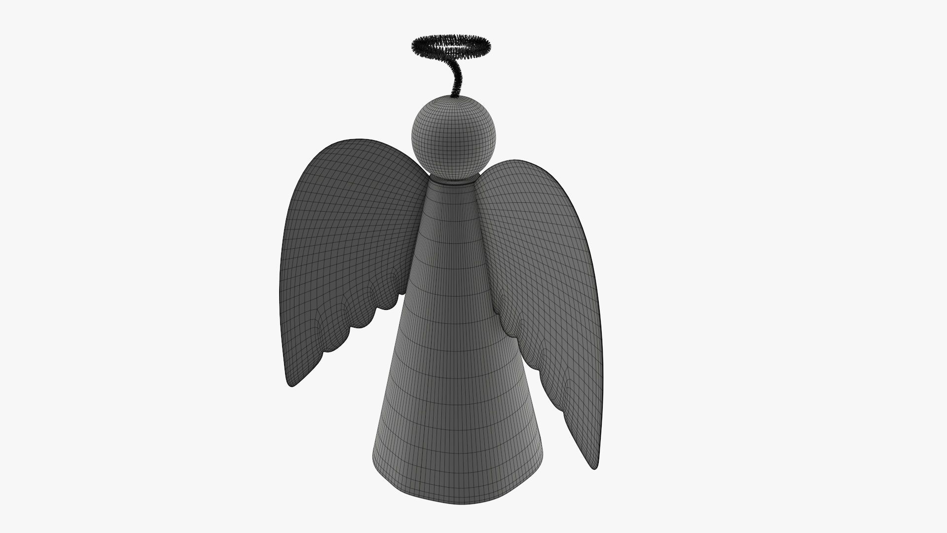 Angel with halo paper 3D model_7