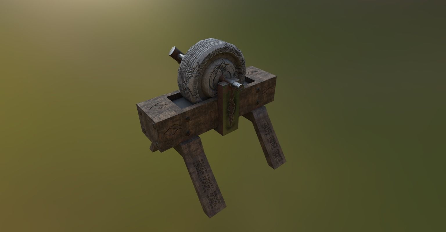 Grindstone wheel Low-poly 3D model_7