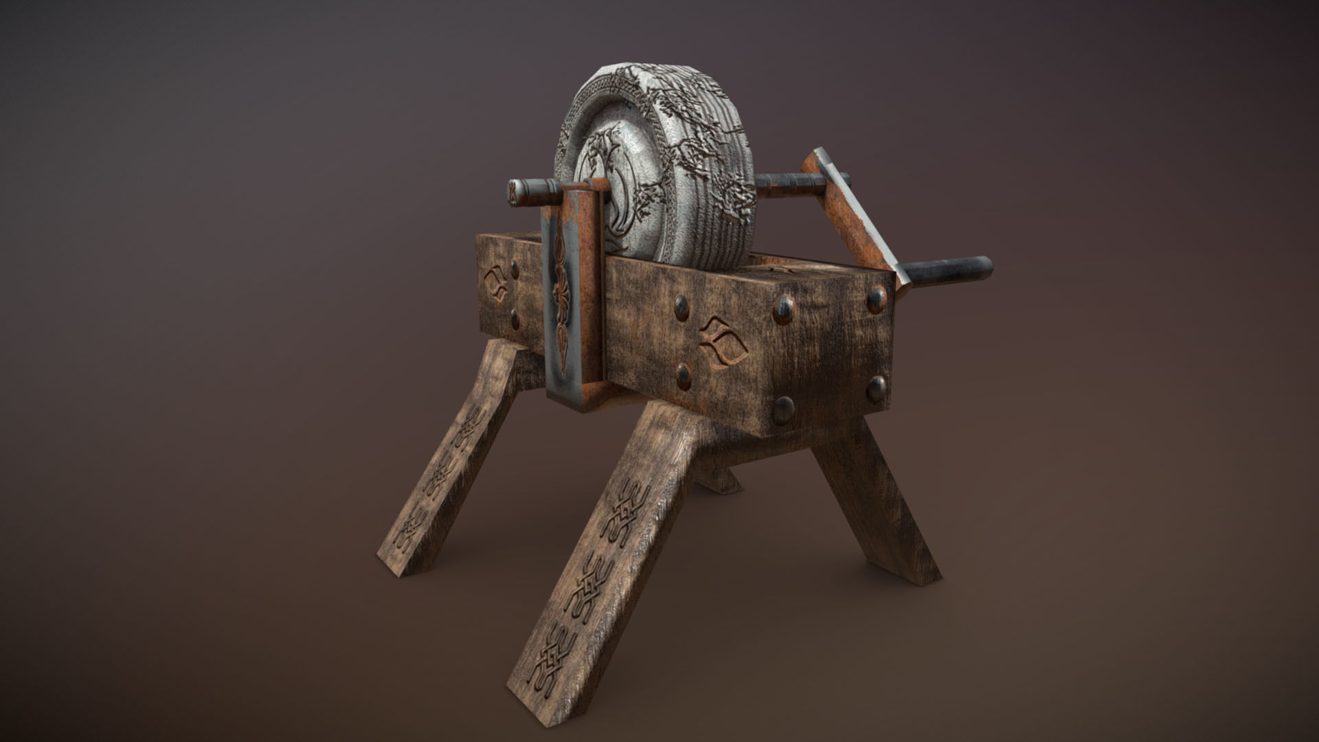 Grindstone wheel Low-poly 3D model_1