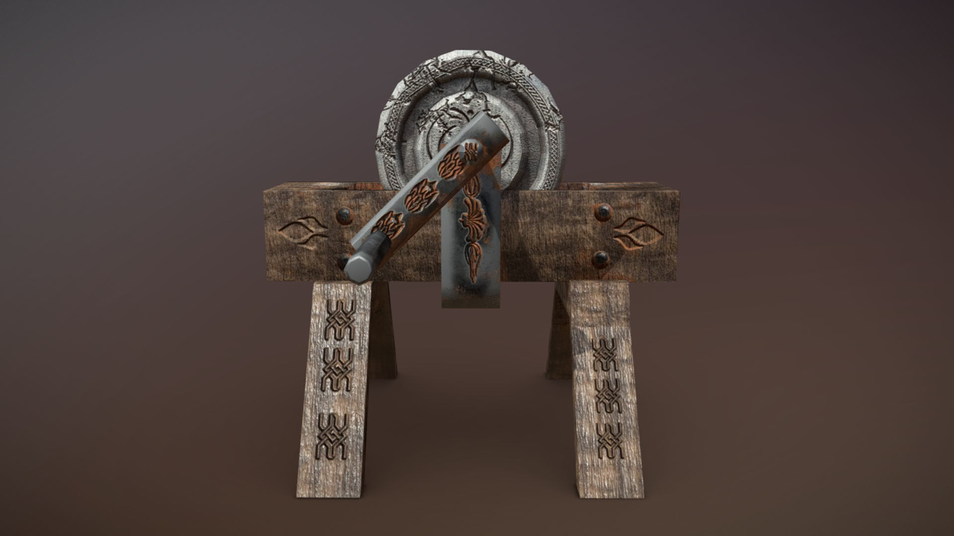 Grindstone wheel Low-poly 3D model_3