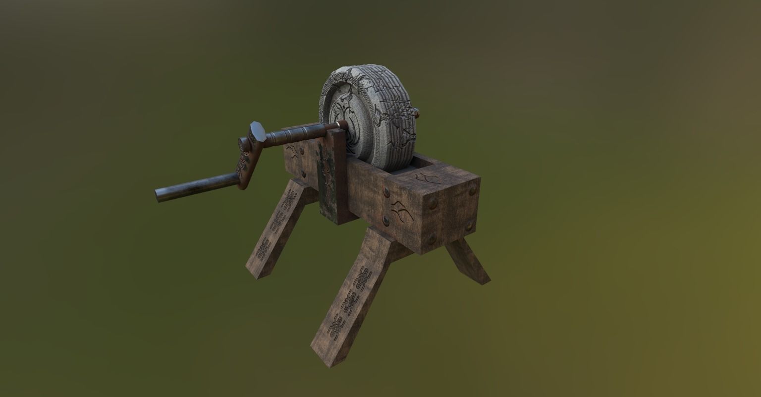 Grindstone wheel Low-poly 3D model_6