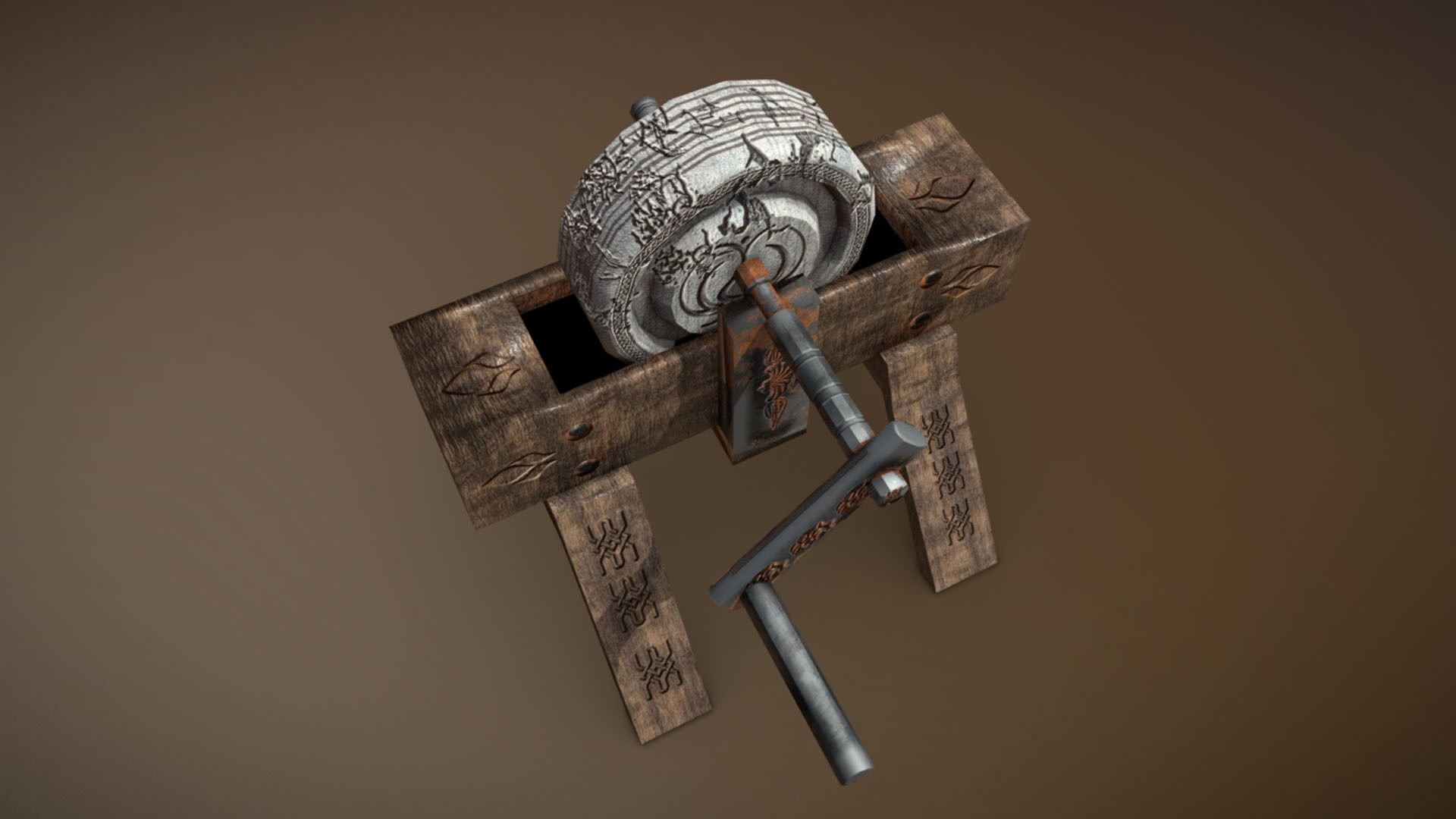 Grindstone wheel Low-poly 3D model_4