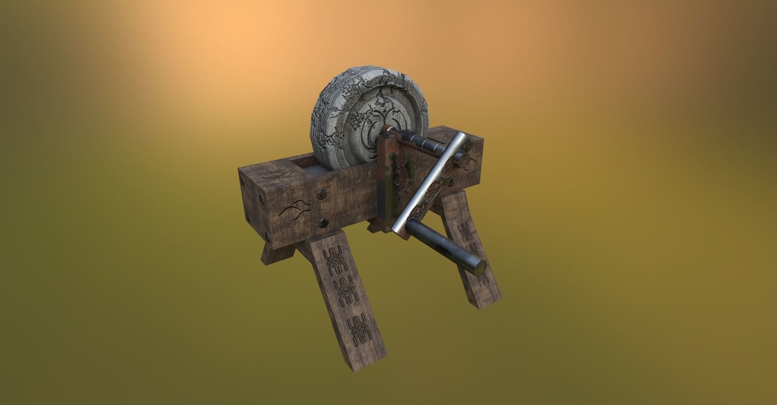 Grindstone wheel Low-poly 3D model_5