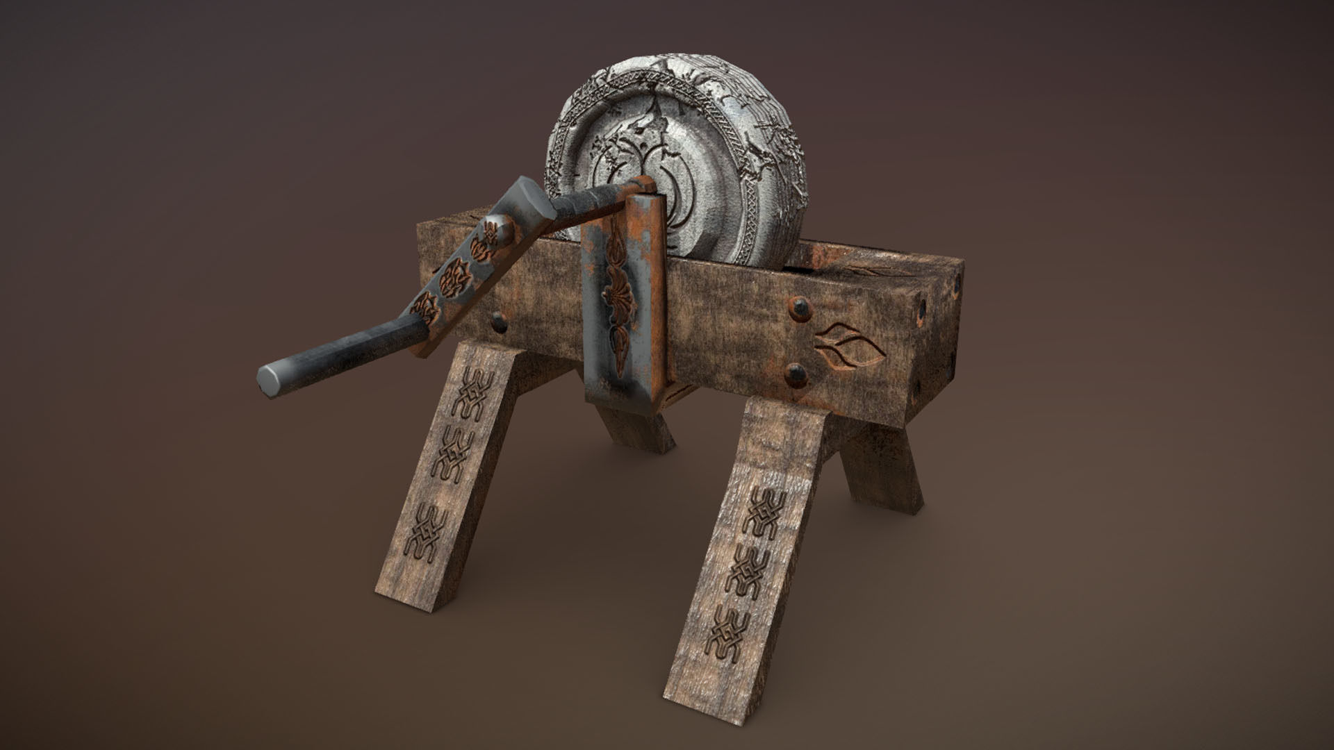 Grindstone wheel Low-poly 3D model_8