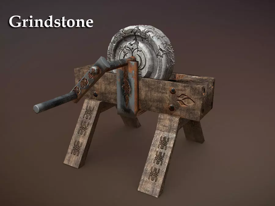 Grindstone wheel Low-poly 3D model_0