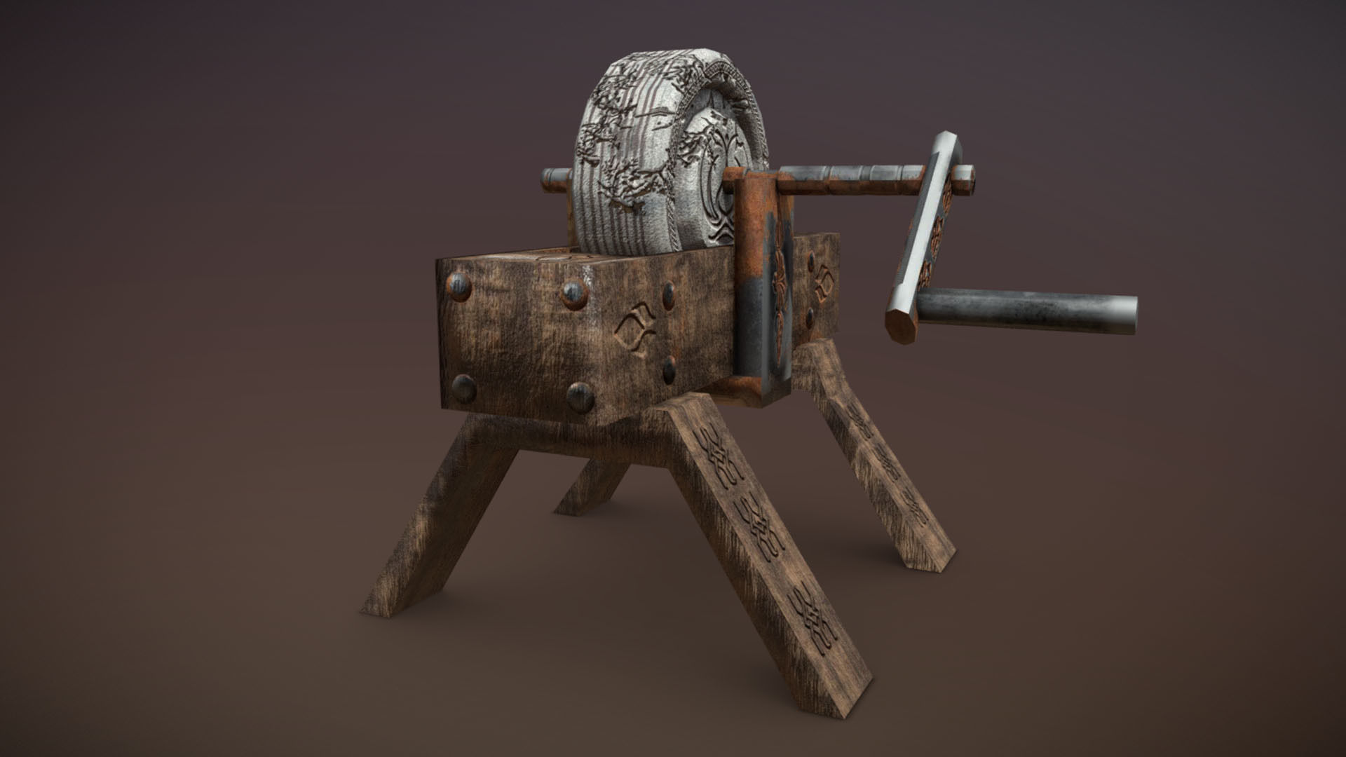 Grindstone wheel Low-poly 3D model_2