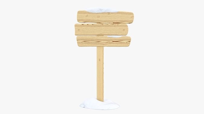 Wooden signboards snowy 3D model