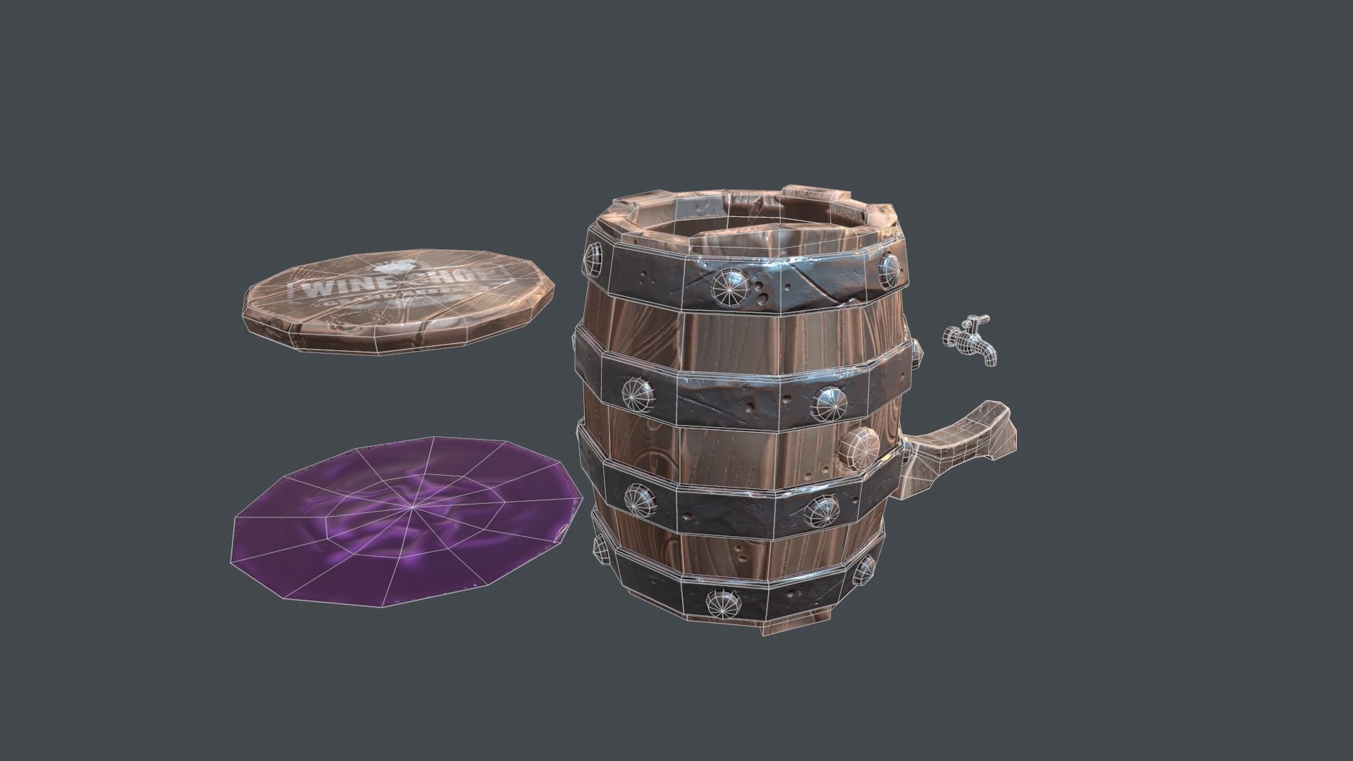 Barrel Low-poly 3D model_6