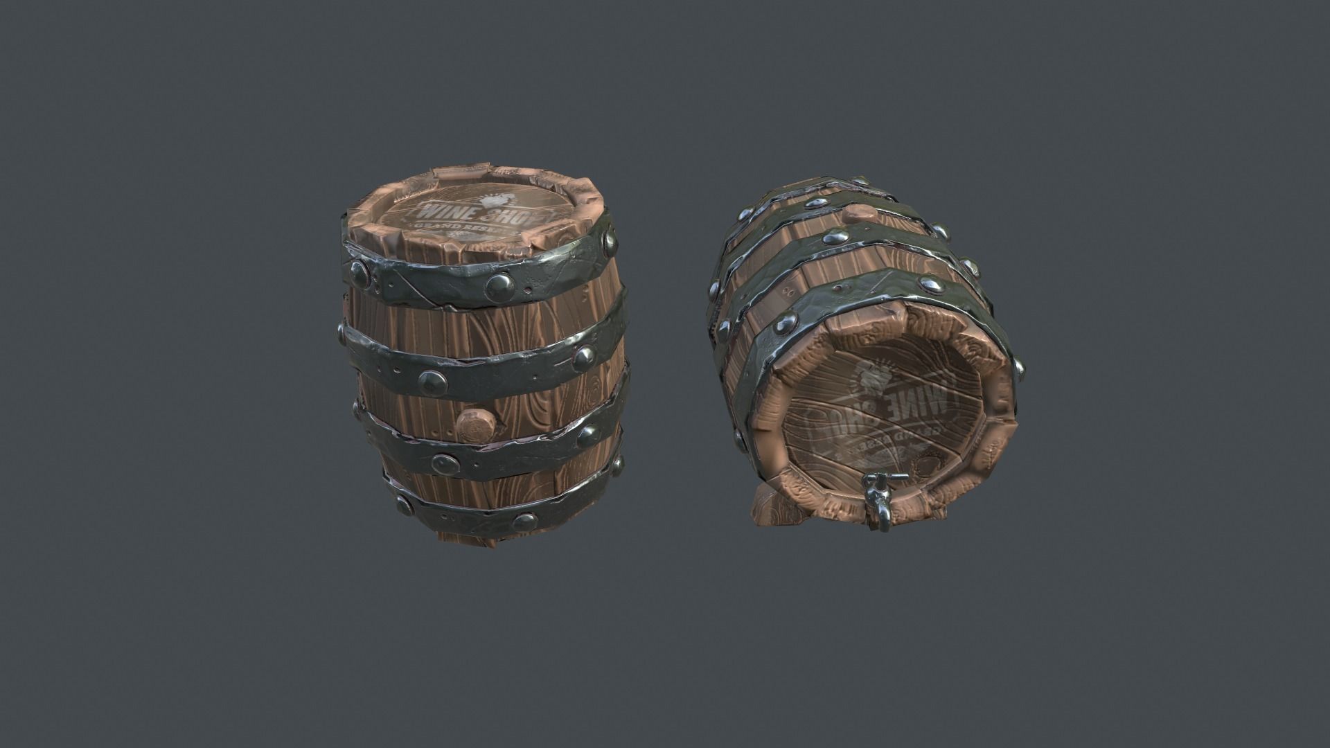 Barrel Low-poly 3D model_4