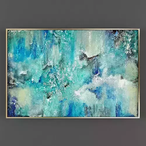 Art147 abstract painting with gold frame