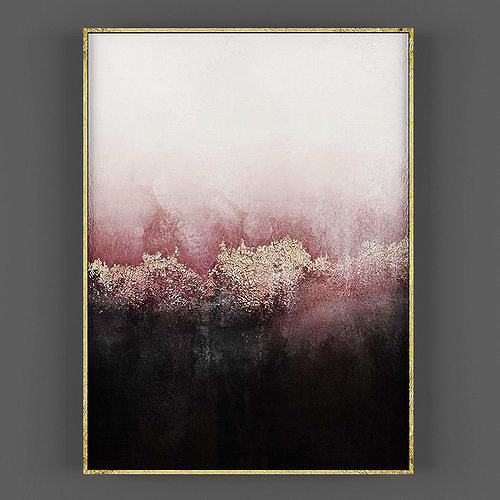 Art150 abstract painting with gold frame Low-poly 3D model