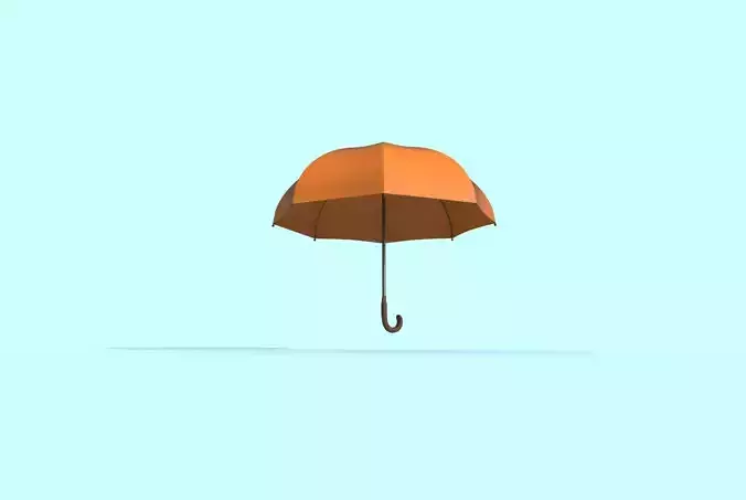 Umbrella orange Low-poly 3D model