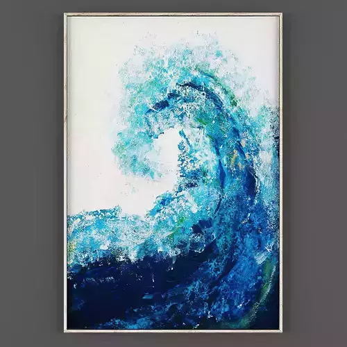 Art153 great wave framed art Low-poly 3D model