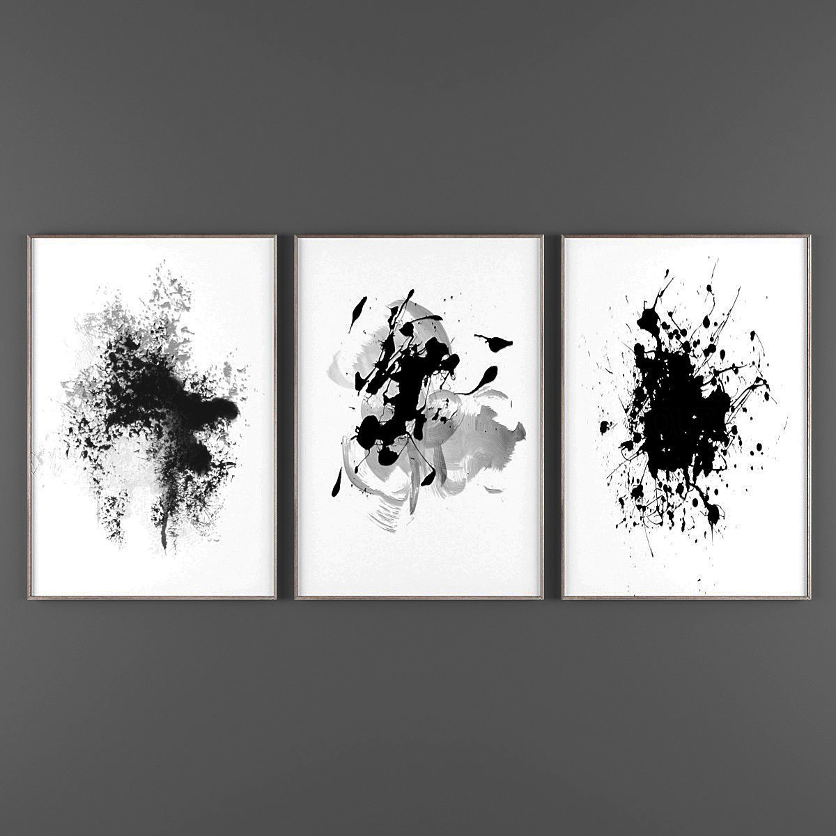 Art155 abstract painting with splatters Low-poly 3D model_2