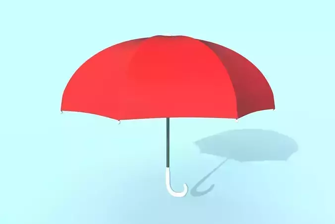Umbrella red Low-poly 3D model