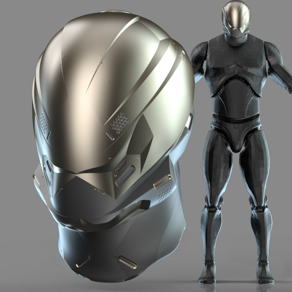 IMM 20 Scifi Helmets KitBash with Uvs - Plus LP HP 3D model_9