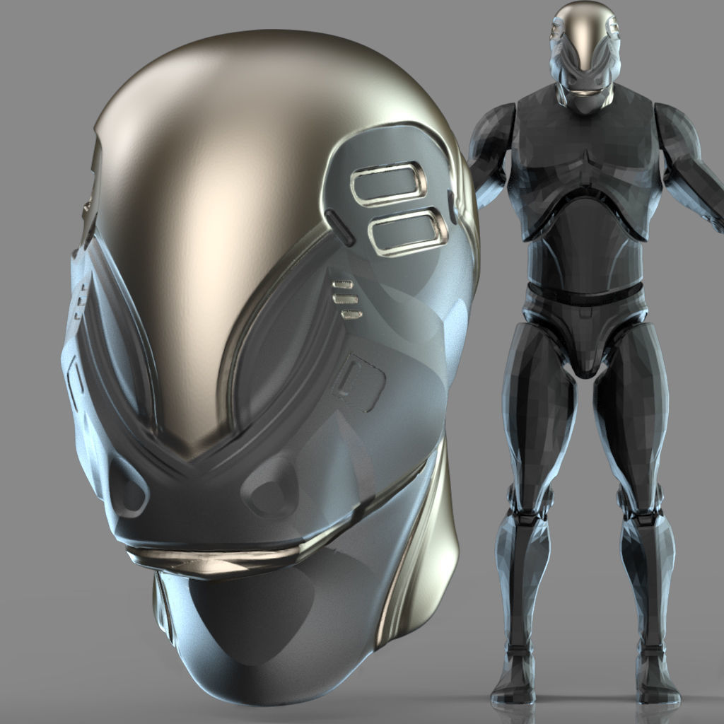 IMM 20 Scifi Helmets KitBash with Uvs - Plus LP HP 3D model_14