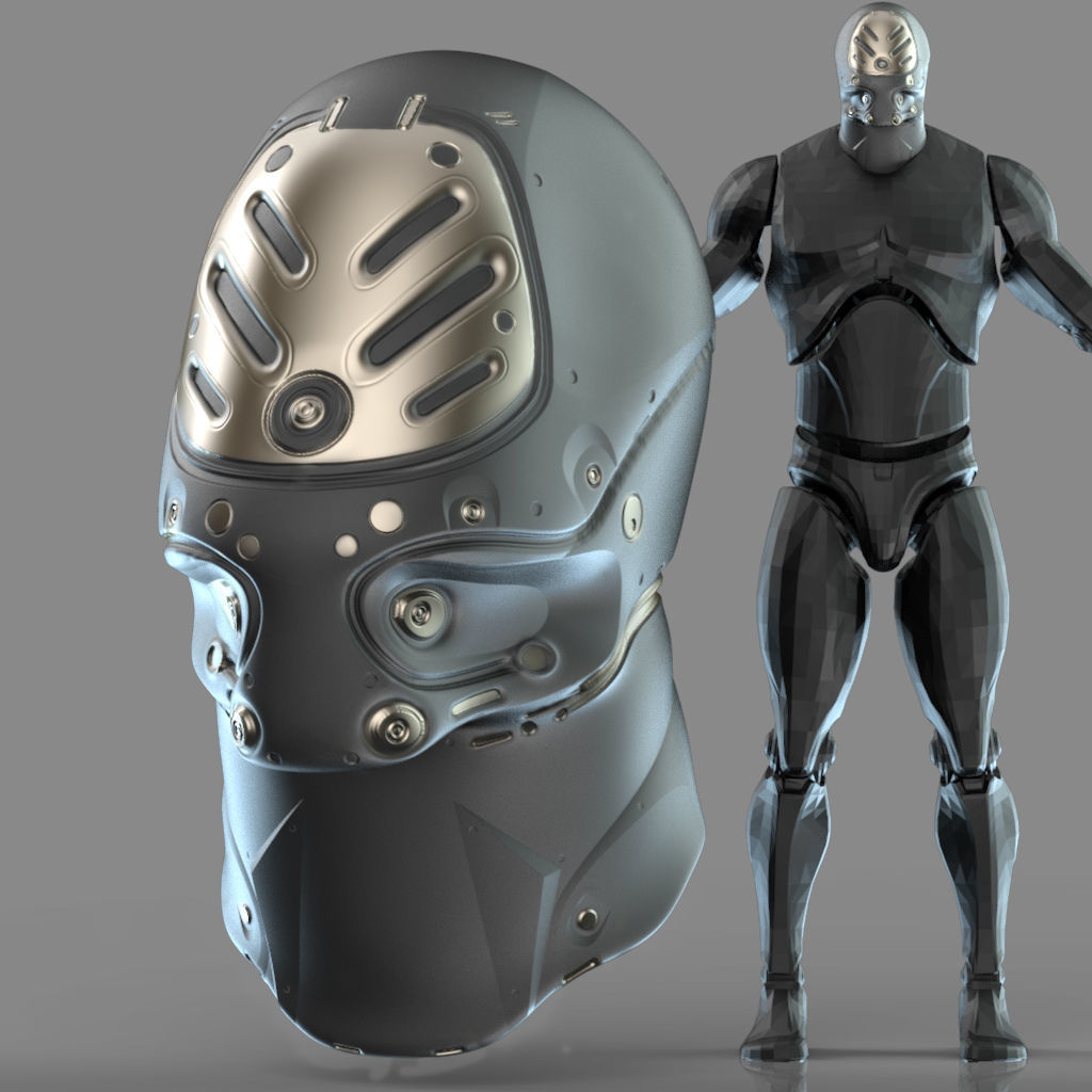 IMM 20 Scifi Helmets KitBash with Uvs - Plus LP HP 3D model_2