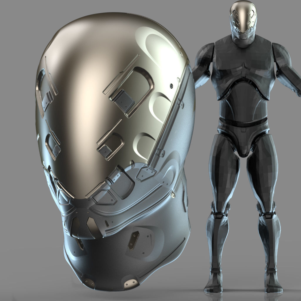 IMM 20 Scifi Helmets KitBash with Uvs - Plus LP HP 3D model_7