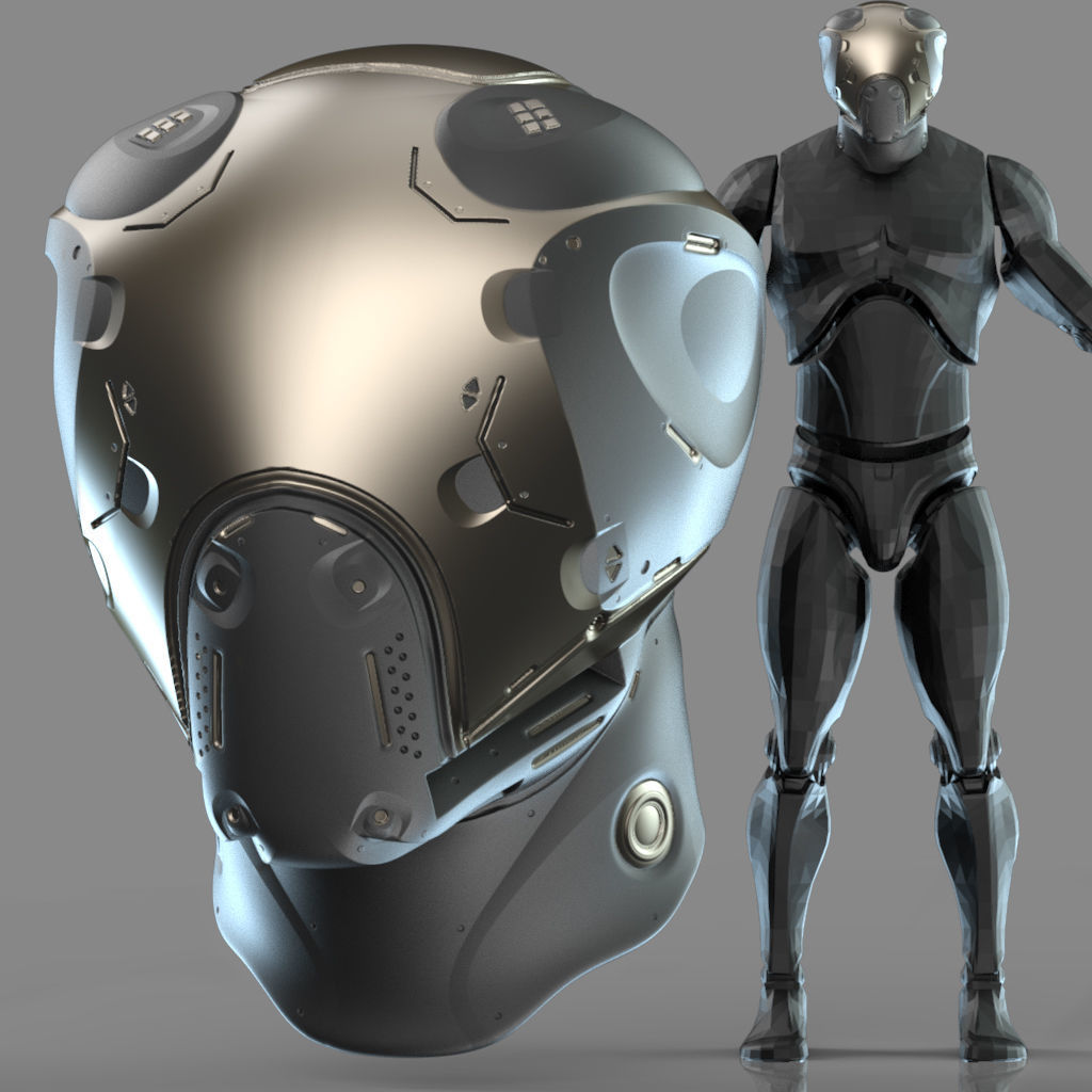 IMM 20 Scifi Helmets KitBash with Uvs - Plus LP HP 3D model_3