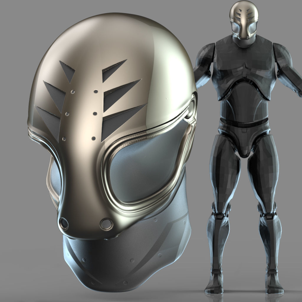 IMM 20 Scifi Helmets KitBash with Uvs - Plus LP HP 3D model_10