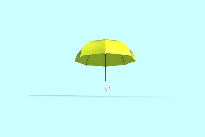 Umbrella yellow Low-poly 3D model