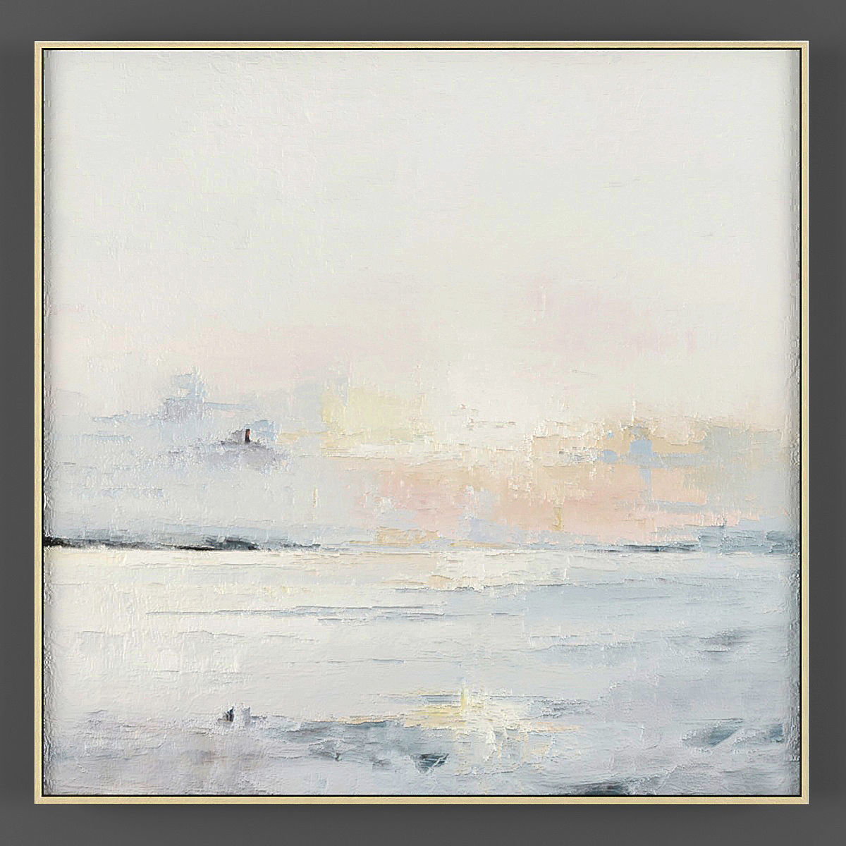 Art159 abstract painting in gold frame Low-poly 3D model_1