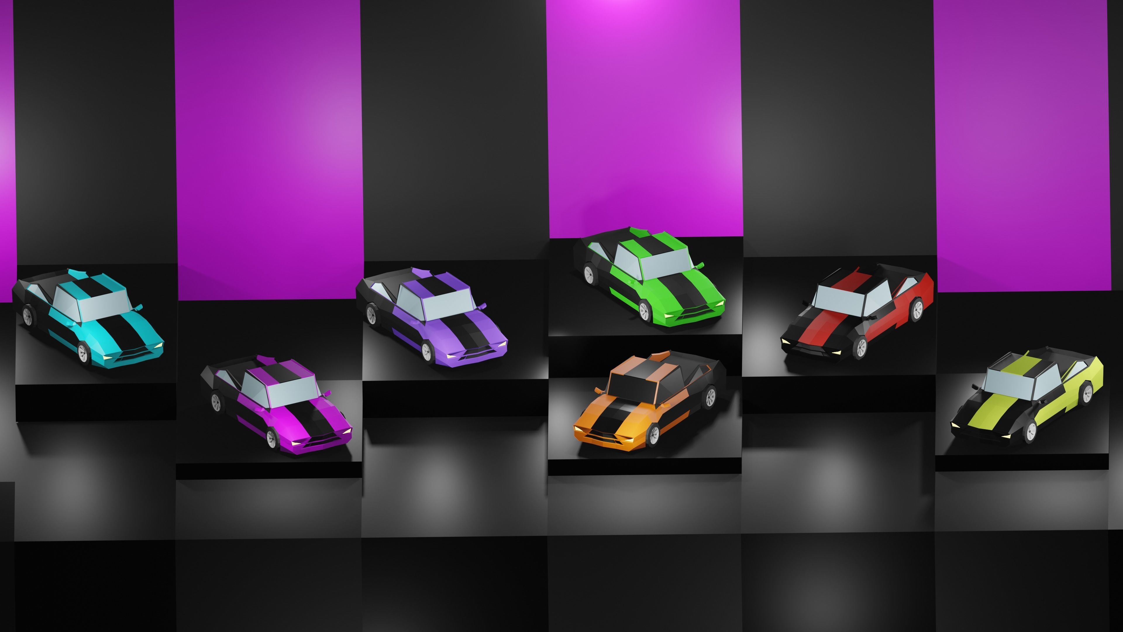Lowpoly Vehicles - Part 2 - Sport Cars Low-poly 3D model_5